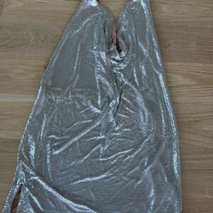 Super down Silver Sequin Evening Gown